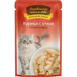 Деревенские лакомства пауч д/кош Курица и утка желе 70г